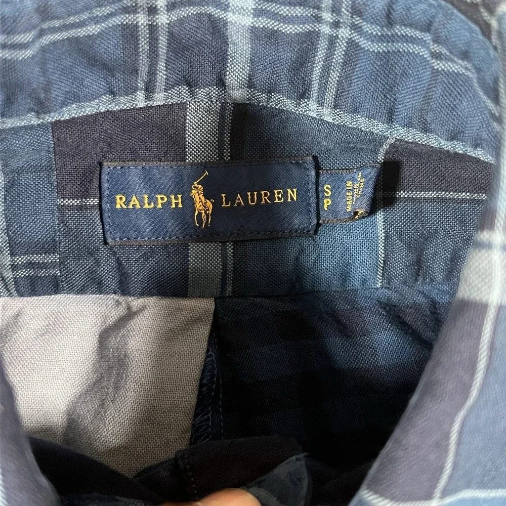 Polo Ralph Lauren Patchwork Bandana Print Button Up Oxford Shirt S Eagle Indigo